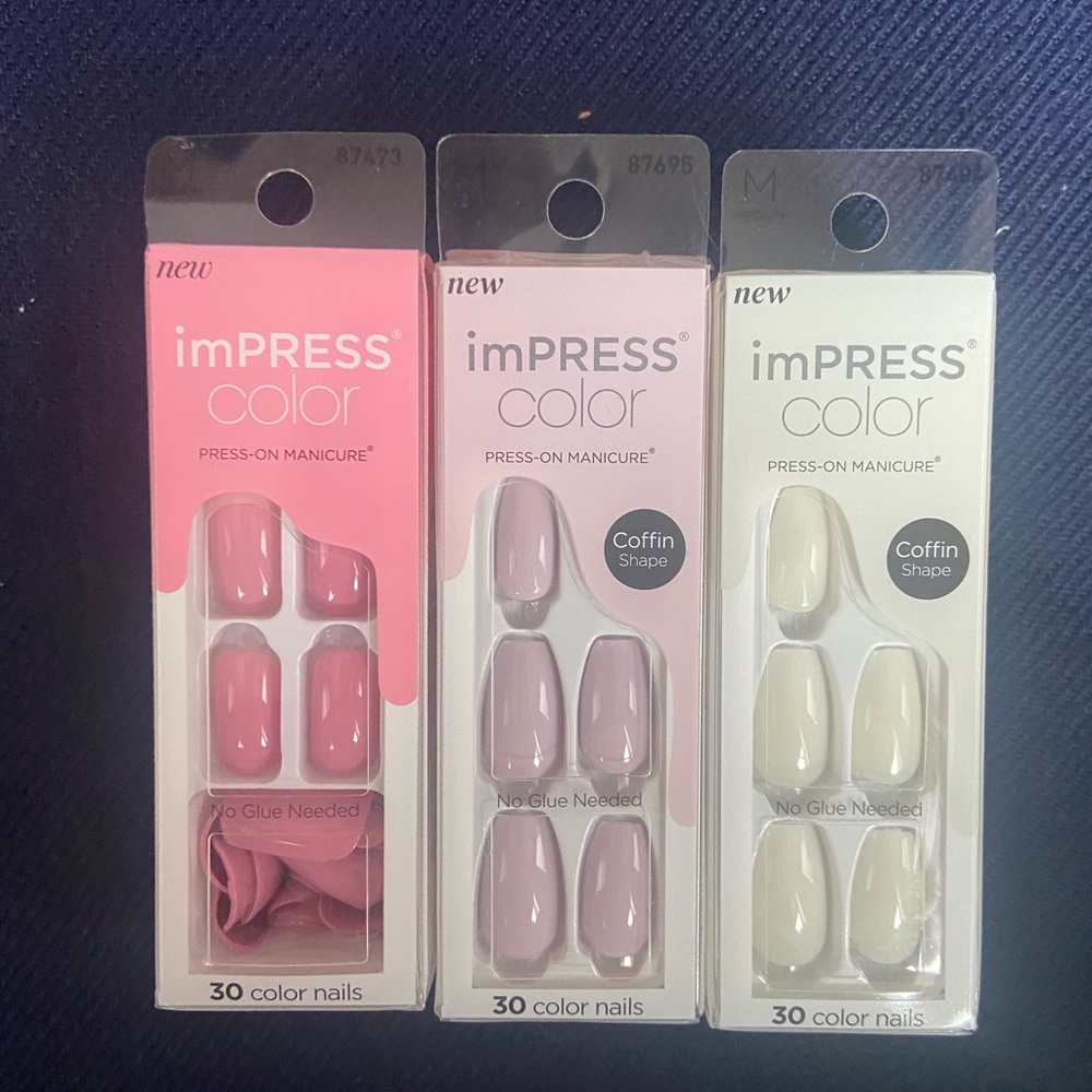 imPRESS Pink, Lavender, and Cream Coffin Press On Nails